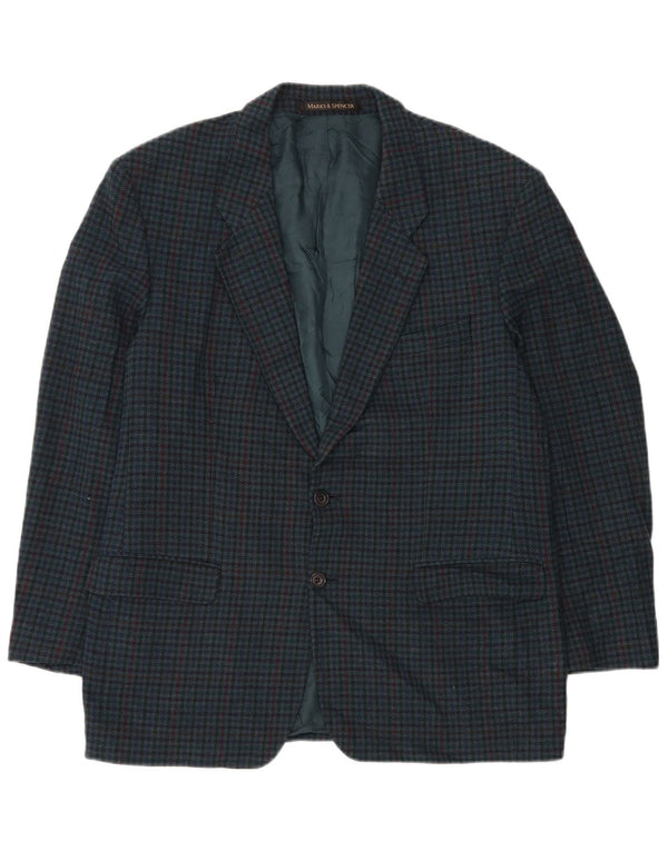 Jaqueta Marks & Spencer masculina St. Michael Blazer Reino Unido 44 XL verde Houndstooth