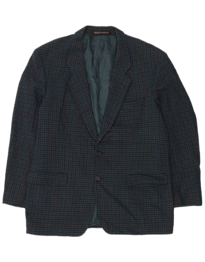 Jaqueta Marks & Spencer masculina St. Michael Blazer Reino Unido 44 XL verde Houndstooth