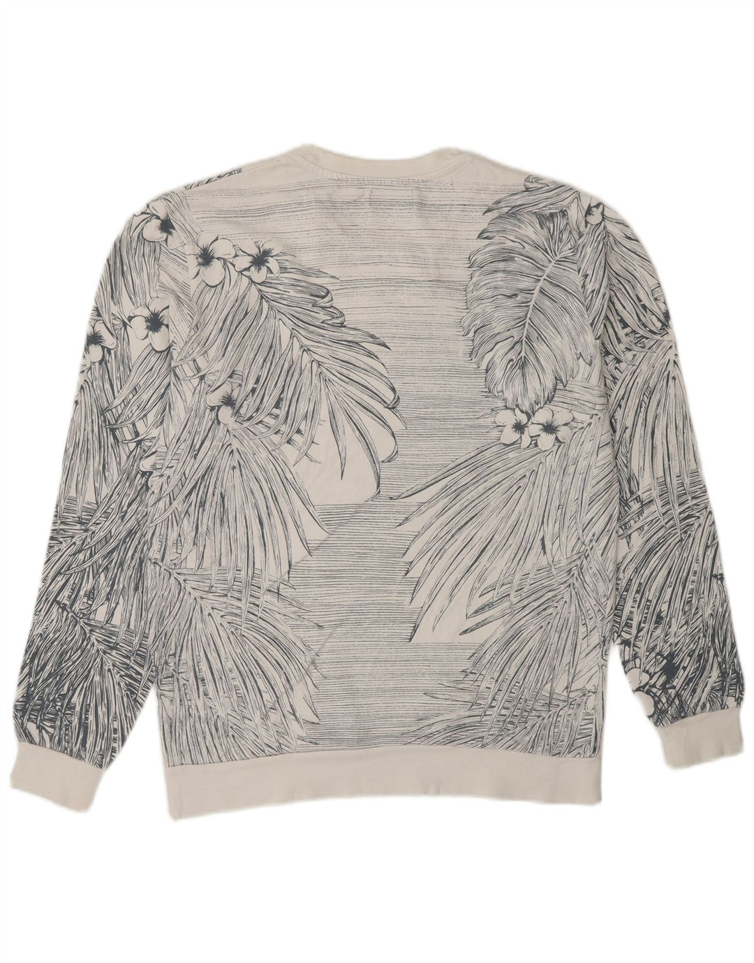 Zara moletom masculino jumper médio branco floral algodão