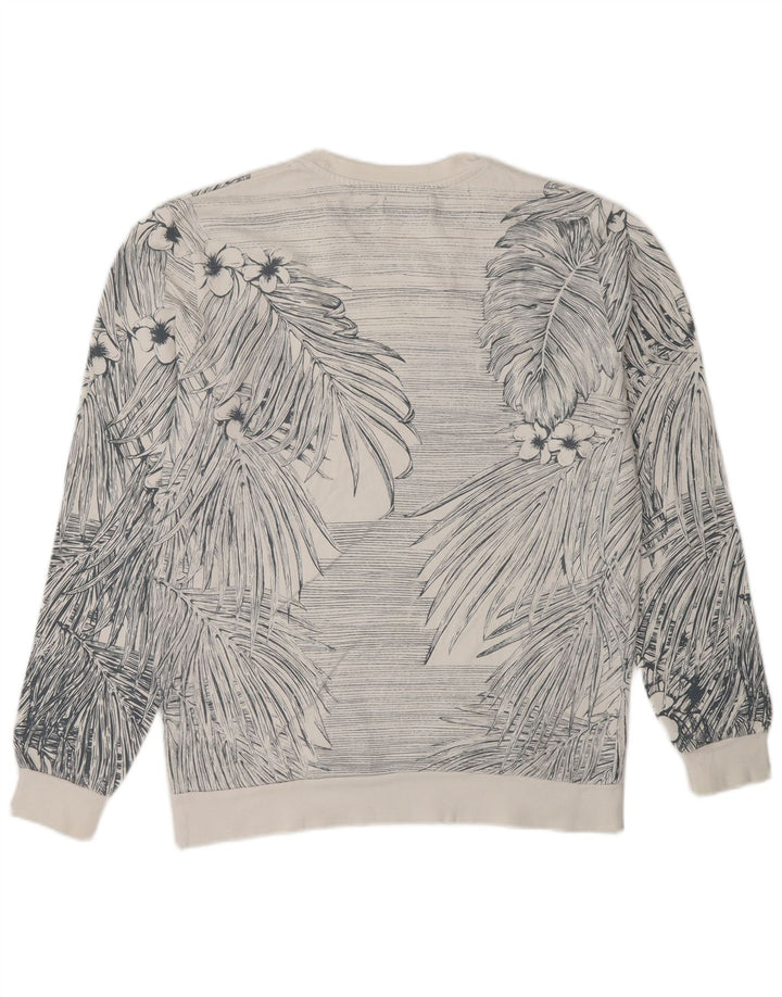 Zara moletom masculino jumper médio branco floral algodão