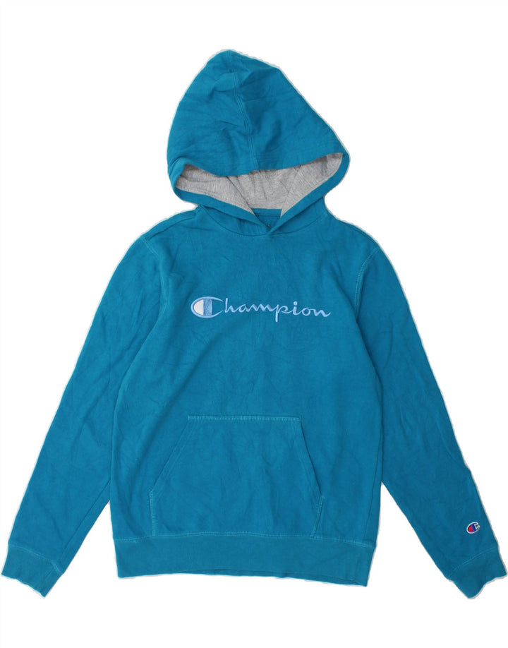 CHAMPION Womens Graphic Hoodie Jumper UK 18 XL Blue Cotton Vintage Champion and Second-Hand Champion from Messina Hembry 