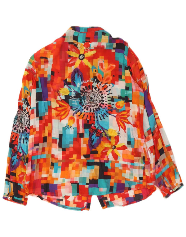 Blusa feminina Desigual com estampa gráfica UK 12 média multicolorida geométrica
