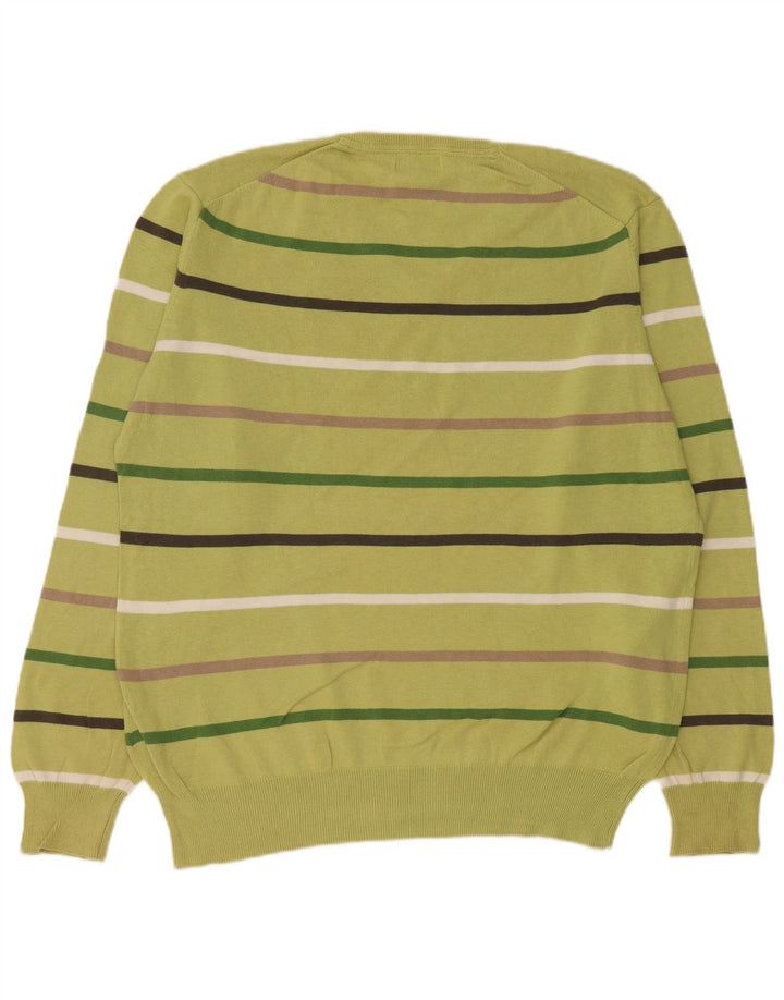 Suéter masculino KAPPA com decote em V 2XL algodão listrado verde