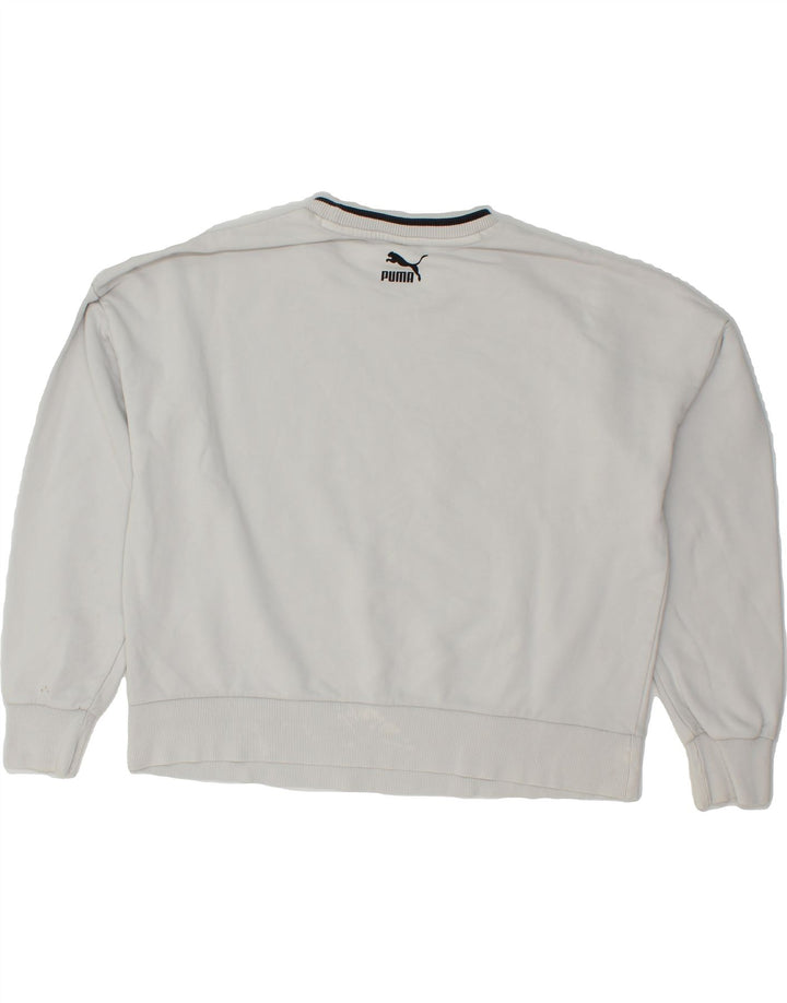 PUMA Womens Oversized Graphic Sweatshirt Jumper UK 14 Medium White Cotton Vintage Puma and Second-Hand Puma from Messina Hembry 