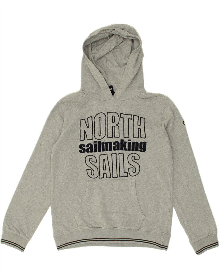 NORTH SAILS Boys Graphic Hoodie Jumper 9-10 Years Grey Cotton Vintage North Sails and Second-Hand North Sails from Messina Hembry 