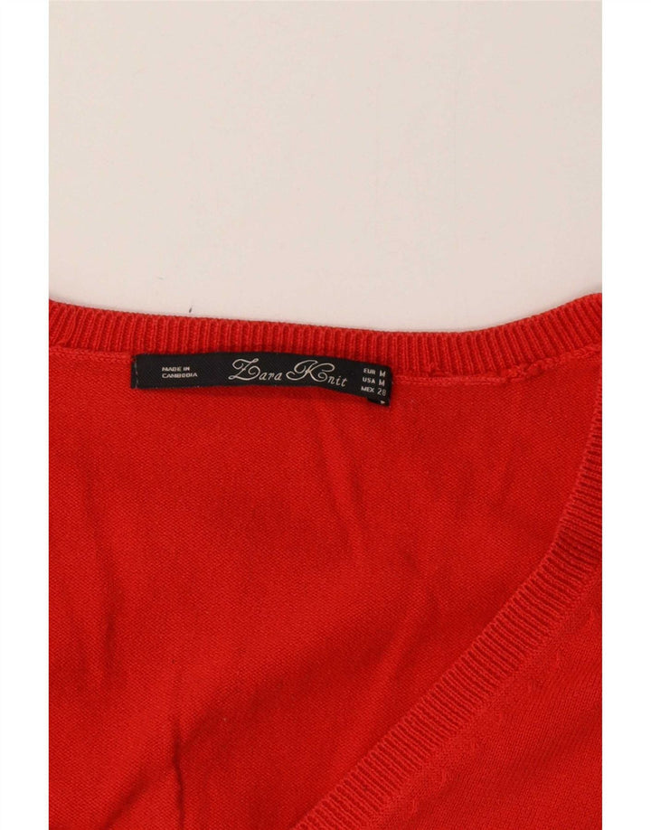 Suéter feminino Zara com decote em V Reino Unido 12 médio laranja