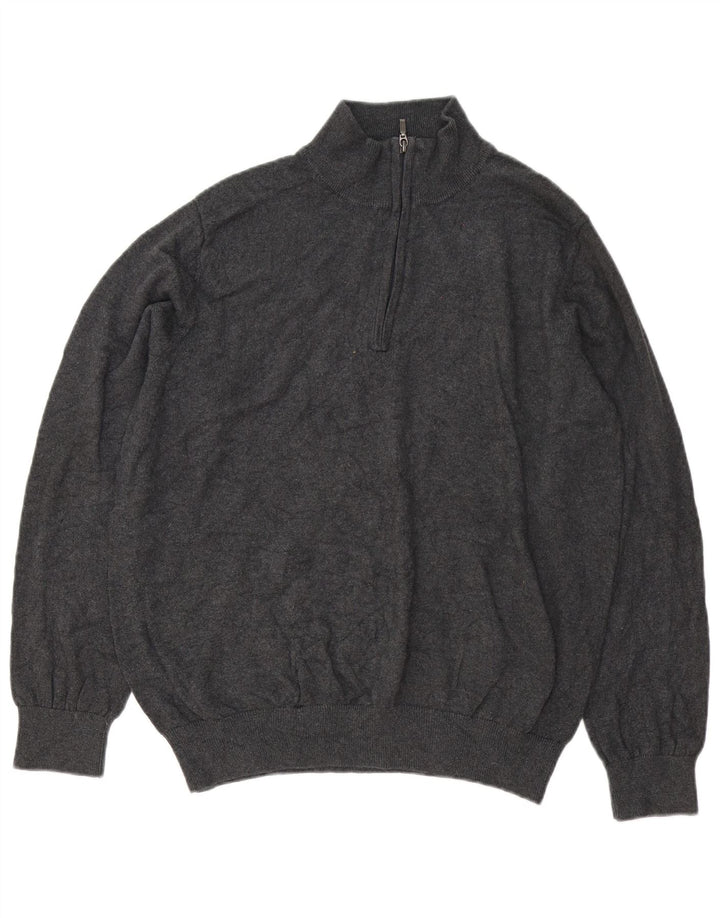 Suéter masculino L.L.Bean de ajuste regular com zíper e gola média cinza clássico