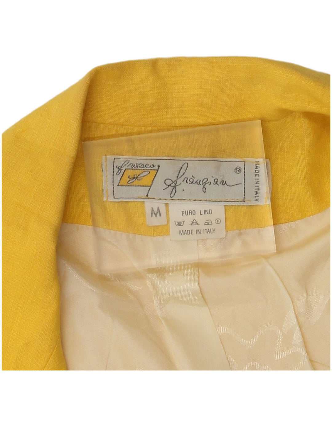 Blazer feminino vintage manga curta com 1 botão Reino Unido 14 amarelo médio