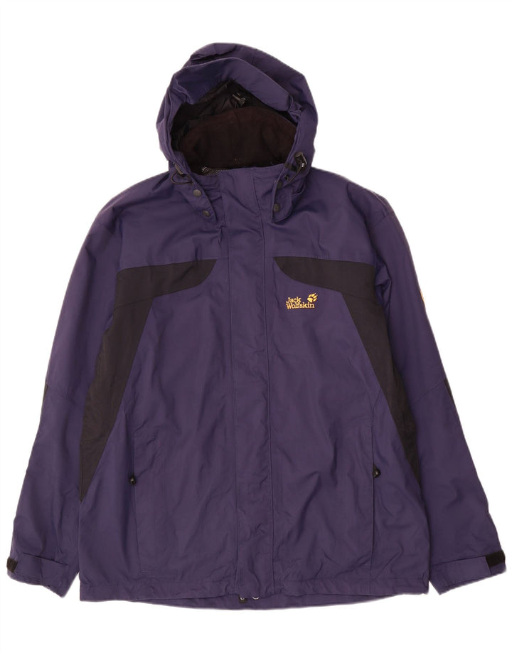 Jaqueta de chuva masculina JACK WOLFSKIN Reino Unido 36/38 bloco colorido azul marinho médio