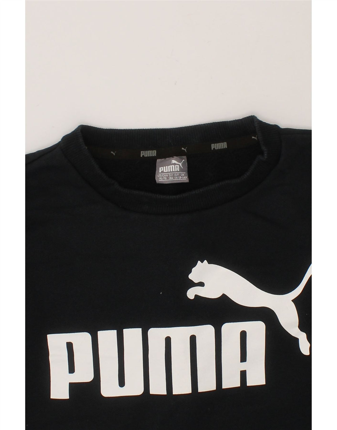 PUMA Girls Graphic Sweatshirt Jumper 13-14 Years Black Cotton Vintage Puma and Second-Hand Puma from Messina Hembry 
