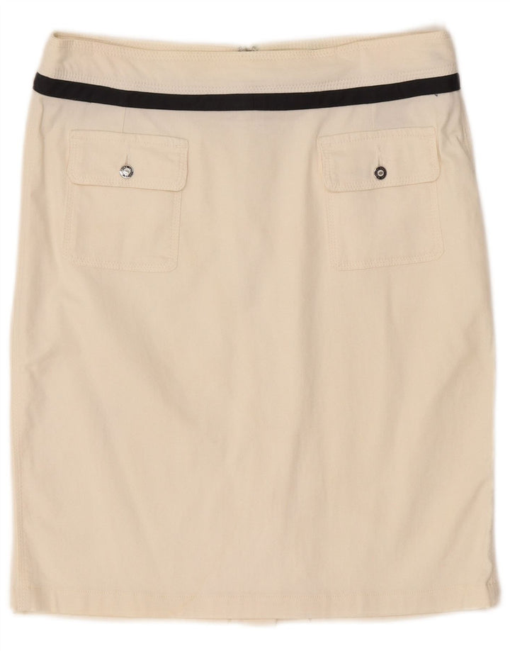 MARINA YACHTING Saia lápis feminina W30 médio algodão branco