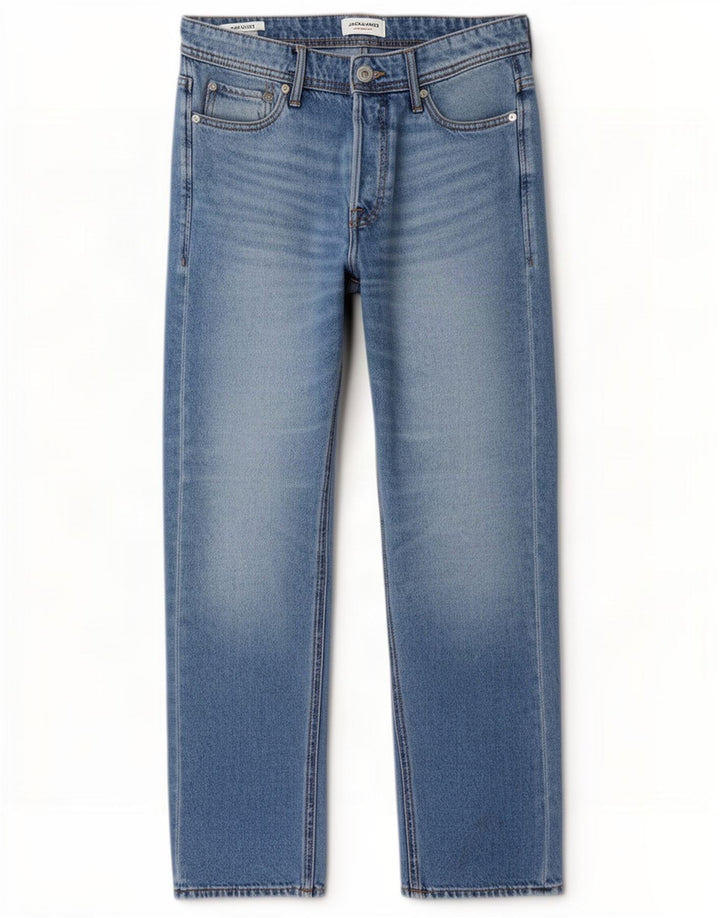 Jack & Jones Masculino Chris Straight Jeans W30 L32 Azul Algodão