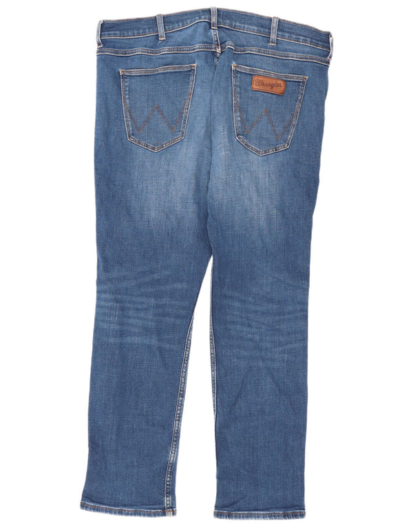 Wrangler Mens Greensboro Straight Jeans W35 L30 Azul Algodão