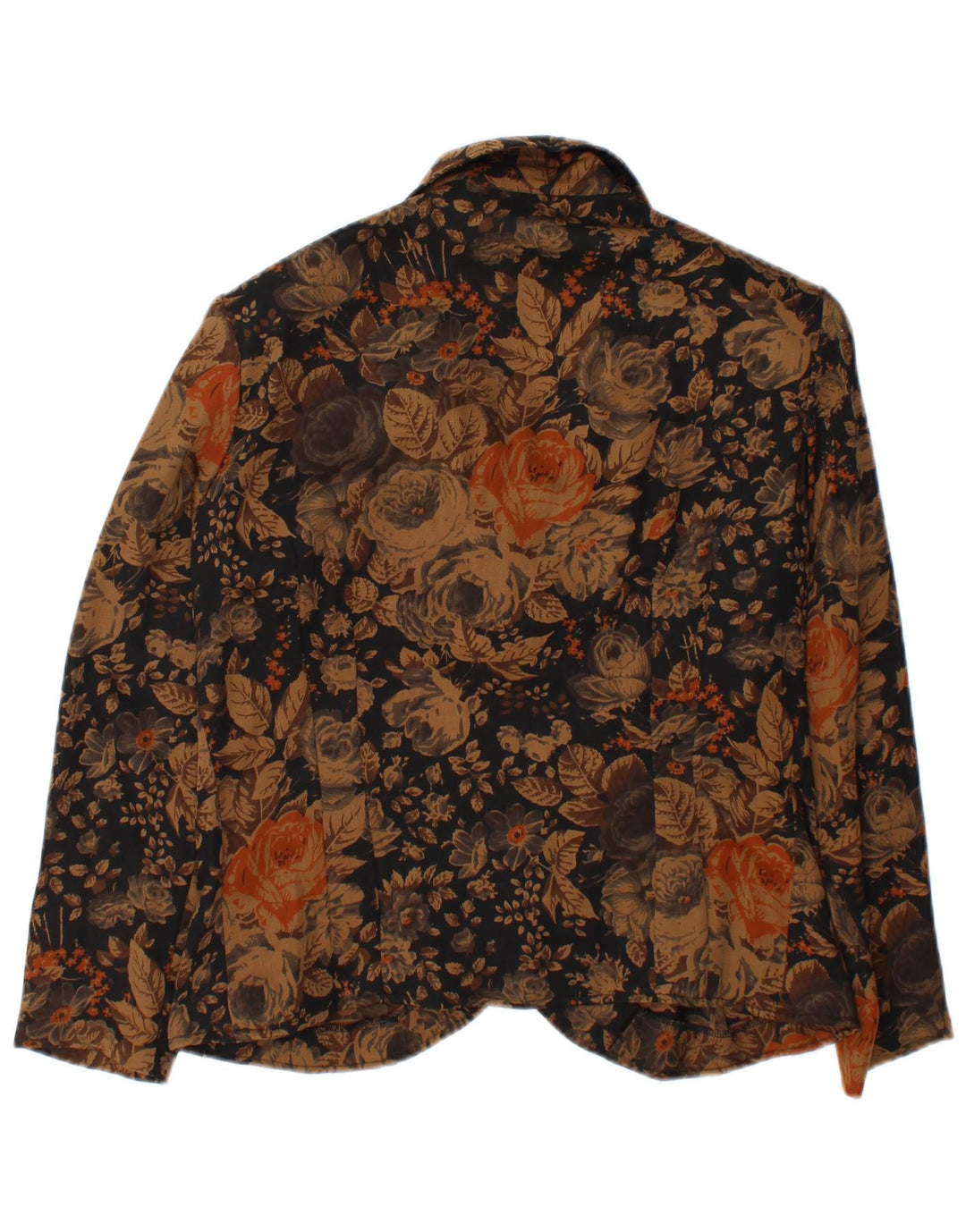 Jaqueta blazer vintage feminina com 3 botões Reino Unido 38 marrom médio floral