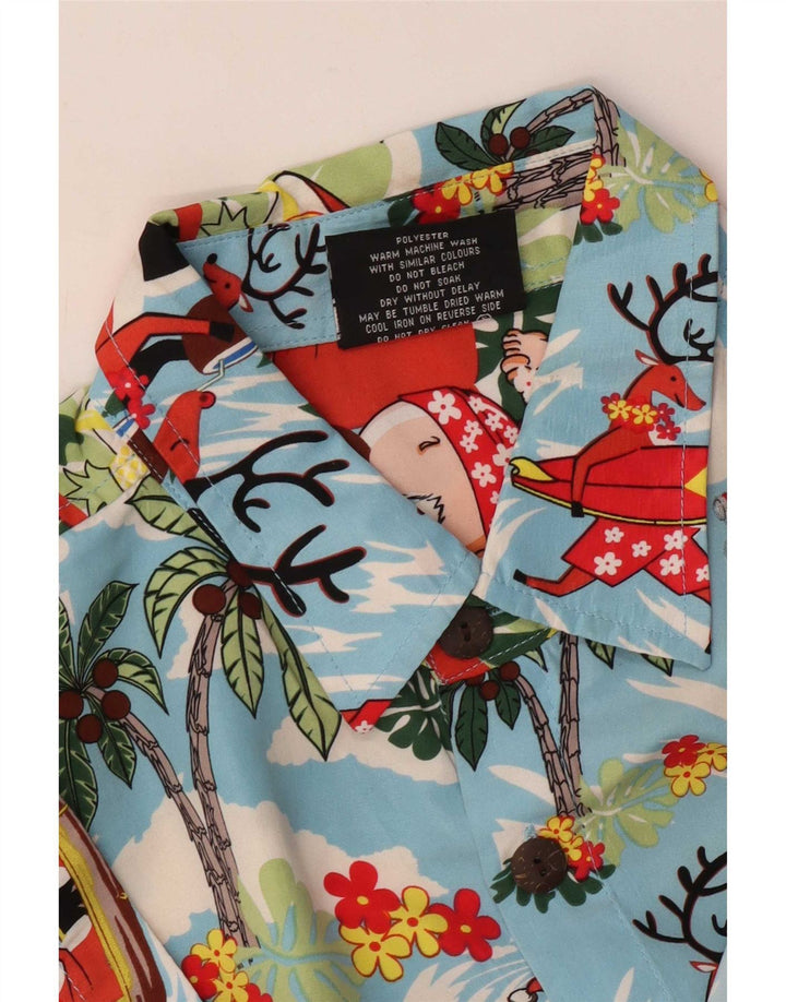 Camisa masculina havaiana de manga curta Lowes poliéster azul grande