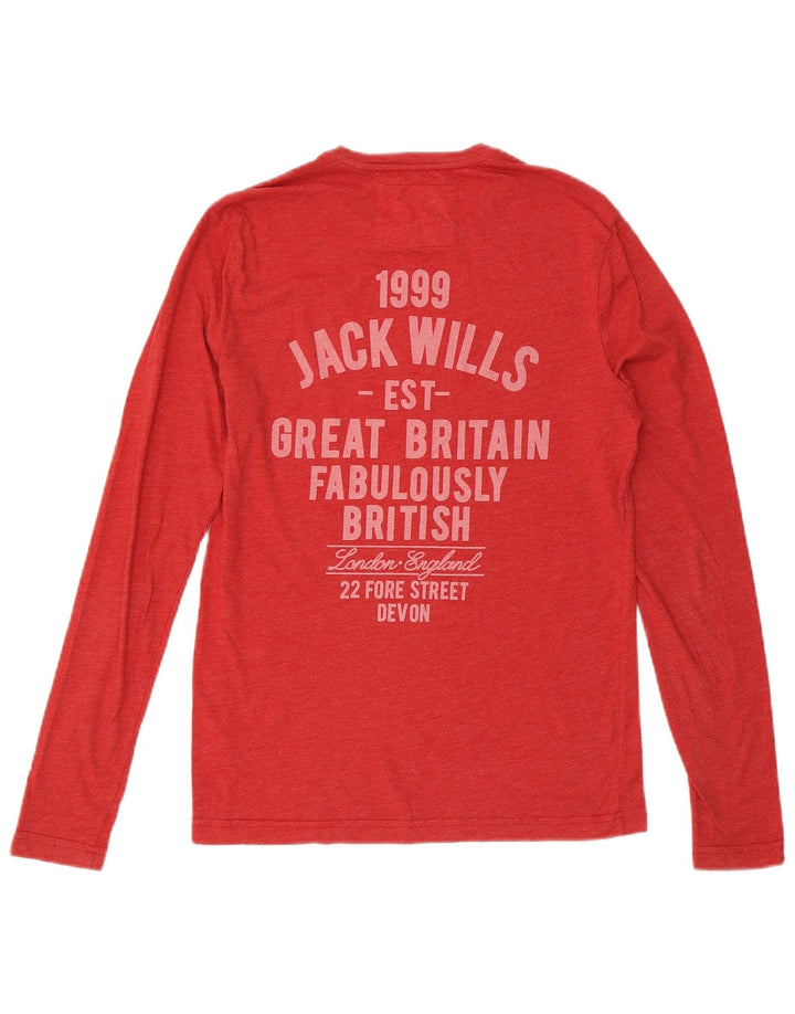 JACK WILLS Top gráfico masculino manga comprida pequeno algodão vermelho