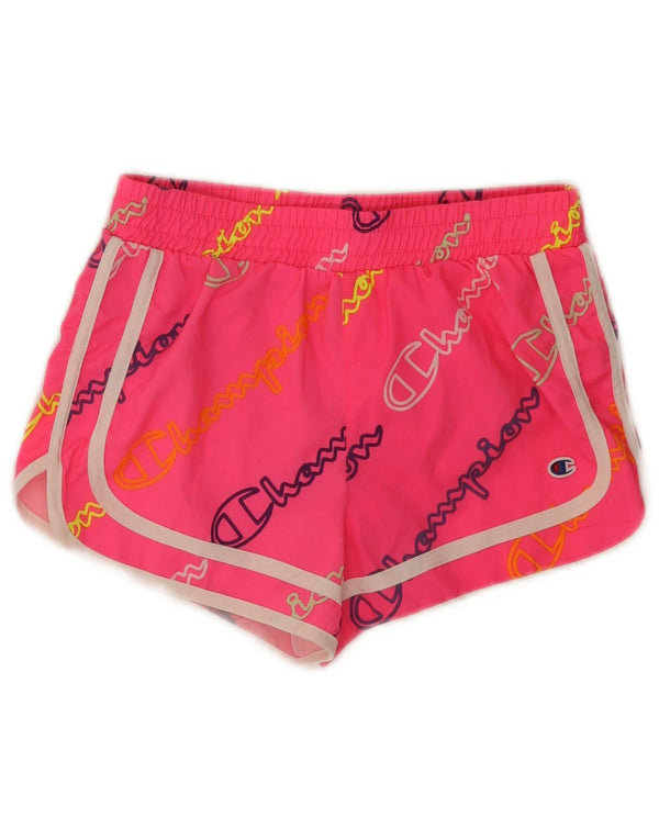 Shorts esportivos gráficos Champion para meninas 9-10 anos poliéster rosa médio