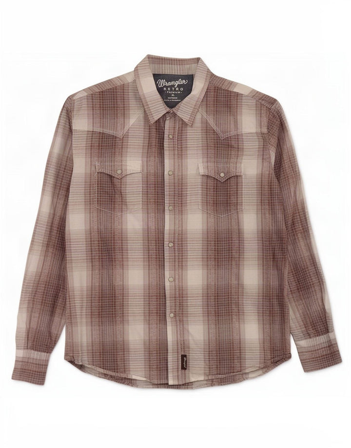Camisa masculina Wrangler XL marrom xadrez algodão