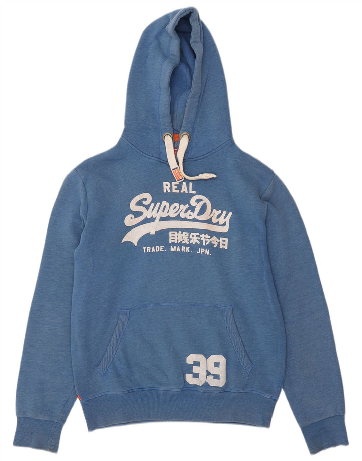 Suéter Superdry masculino com capuz gráfico grande algodão azul