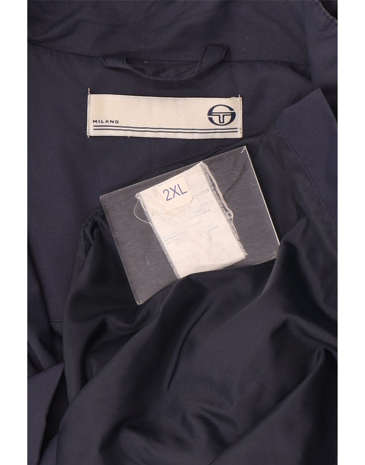 Jaqueta utilitária masculina Sergio Tacchini UK 44 2XL azul marinho nylon