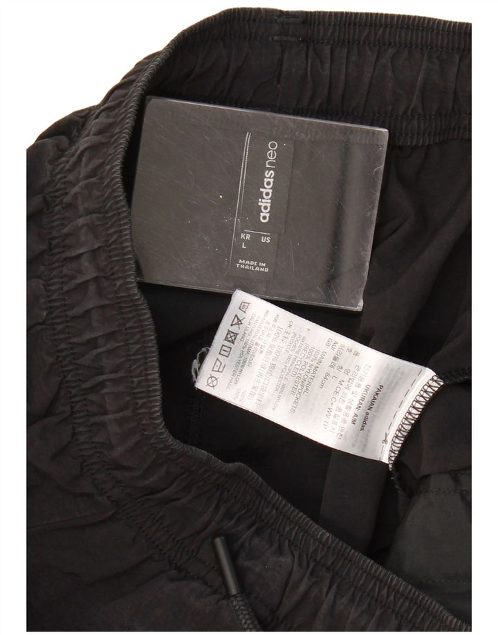 ADIDAS Calças de treino femininas Joggers UK 14 Grande Poliéster Preto