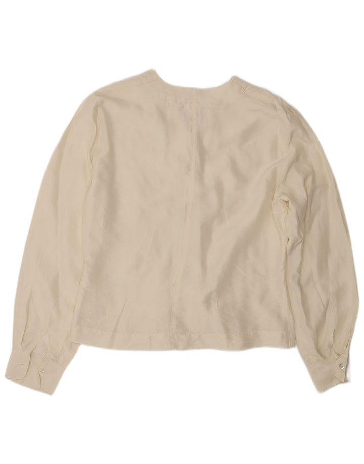 Blusa feminina vintage UK 14 seda branca média