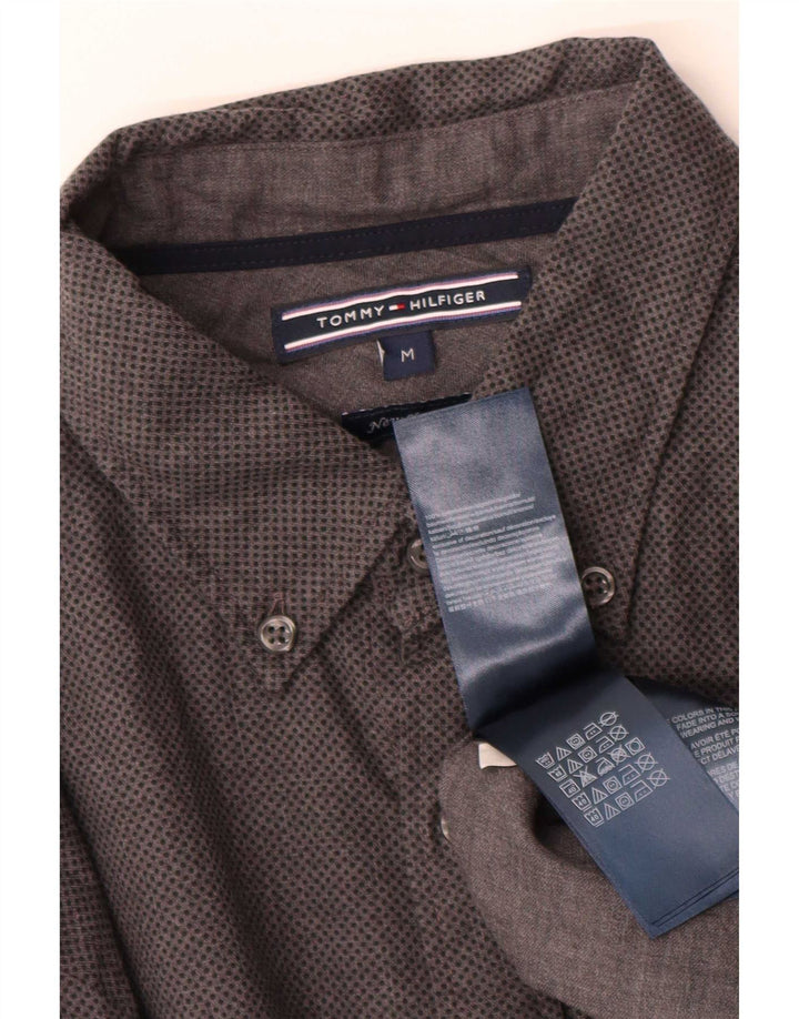 Camisa masculina Tommy Hilfiger algodão manchado cinza médio