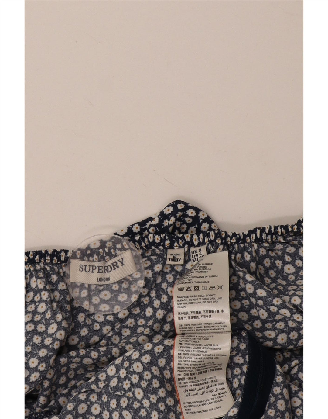 Macacão feminino SUPERDRY UK 8 pequeno azul marinho floral viscose