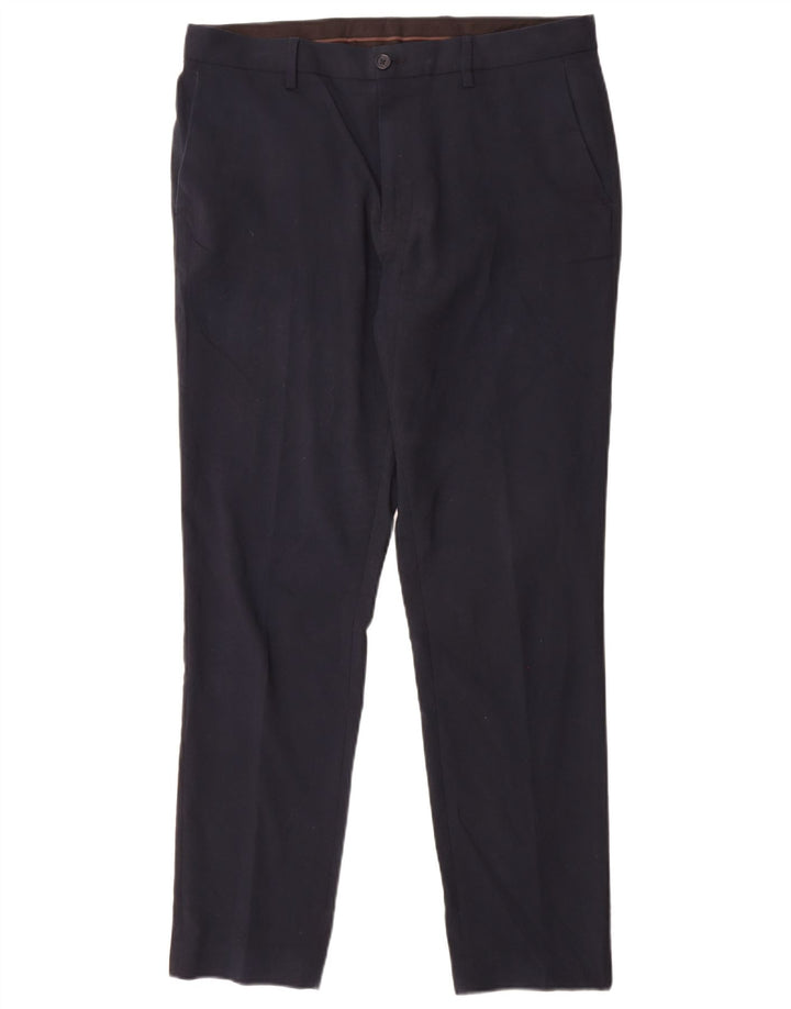 Calça masculina Marks & Spencer Slim Fit W34 L31 Poliéster Azul Marinho