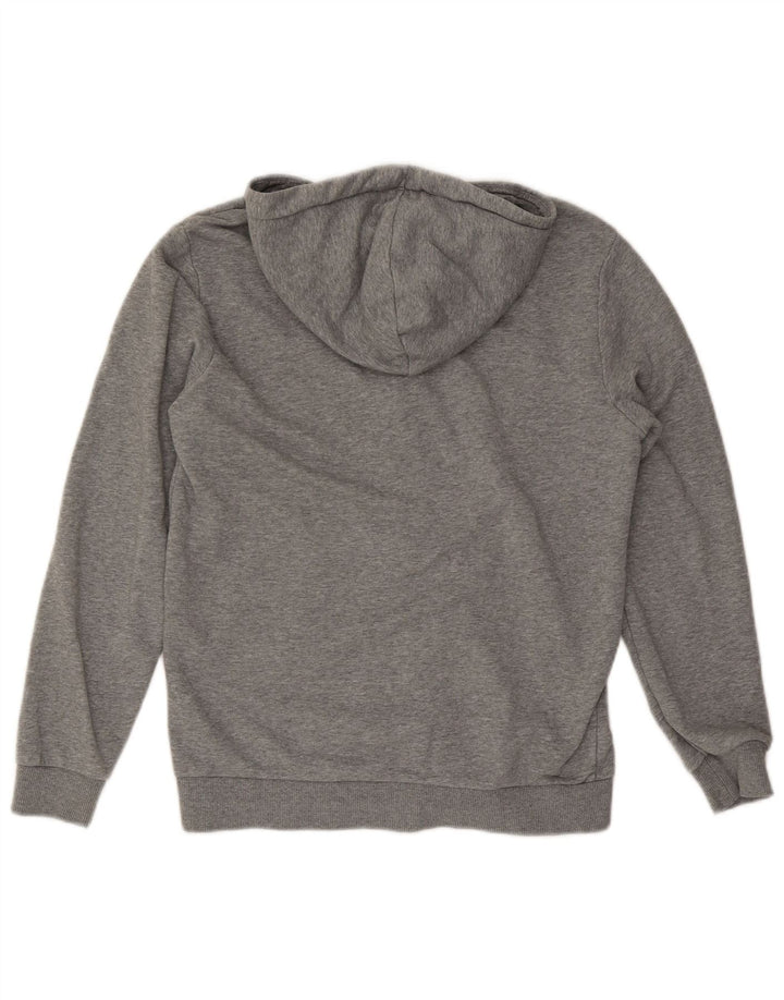 Suéter Puma masculino com capuz e zíper pequeno cinza manchado