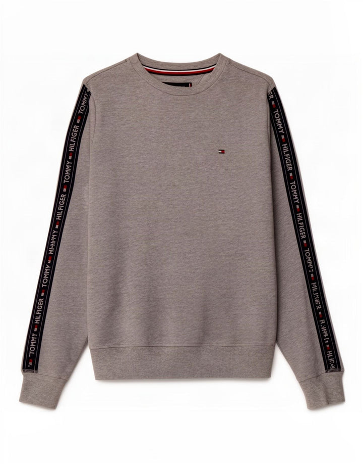 Tommy Hilfiger moletom gráfico masculino jumper pequeno cinza colorblock algodão