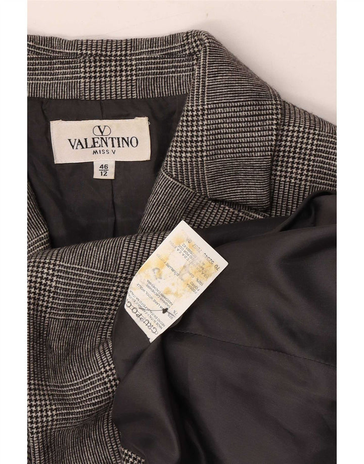 Jaqueta Blazer Feminina Valentino com 3 Botões Reino Unido 12 Cinza Médio Houndstooth