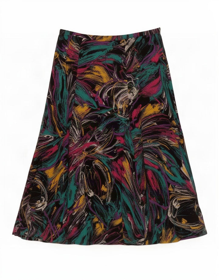 Saia plissada feminina vintage com padrão abstrato IT 46 grande W28 multicolorida