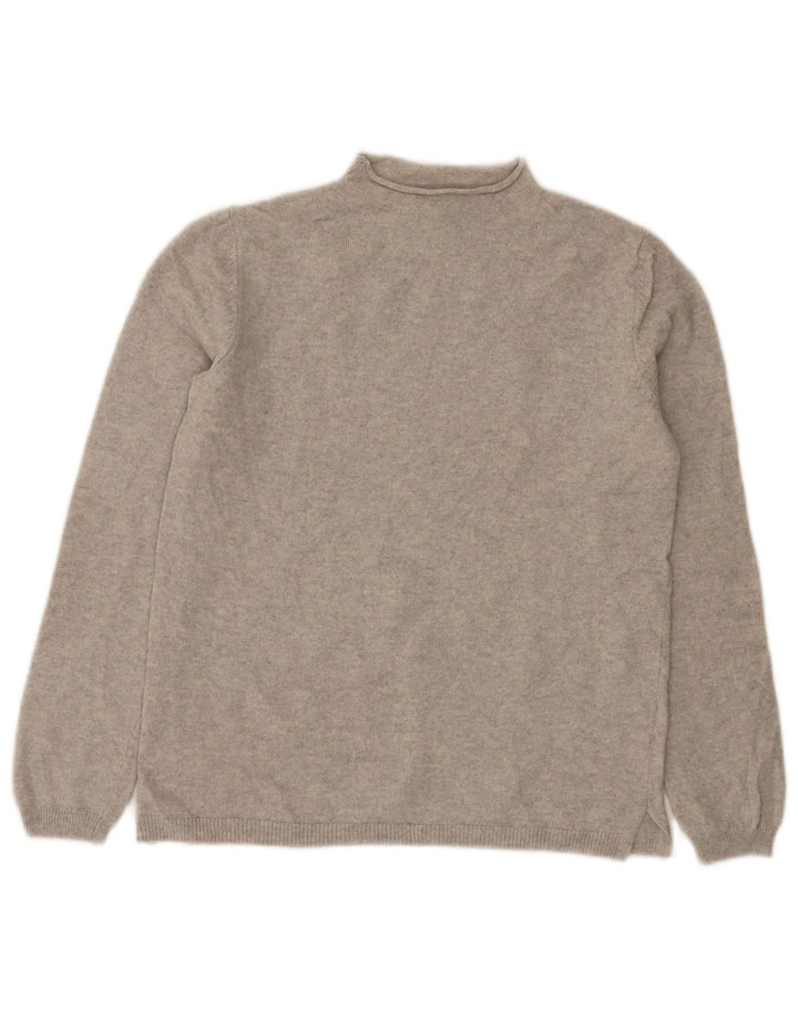 Suéter feminino Massimo Dutti com gola tartaruga Reino Unido 10 lã cinza pequena