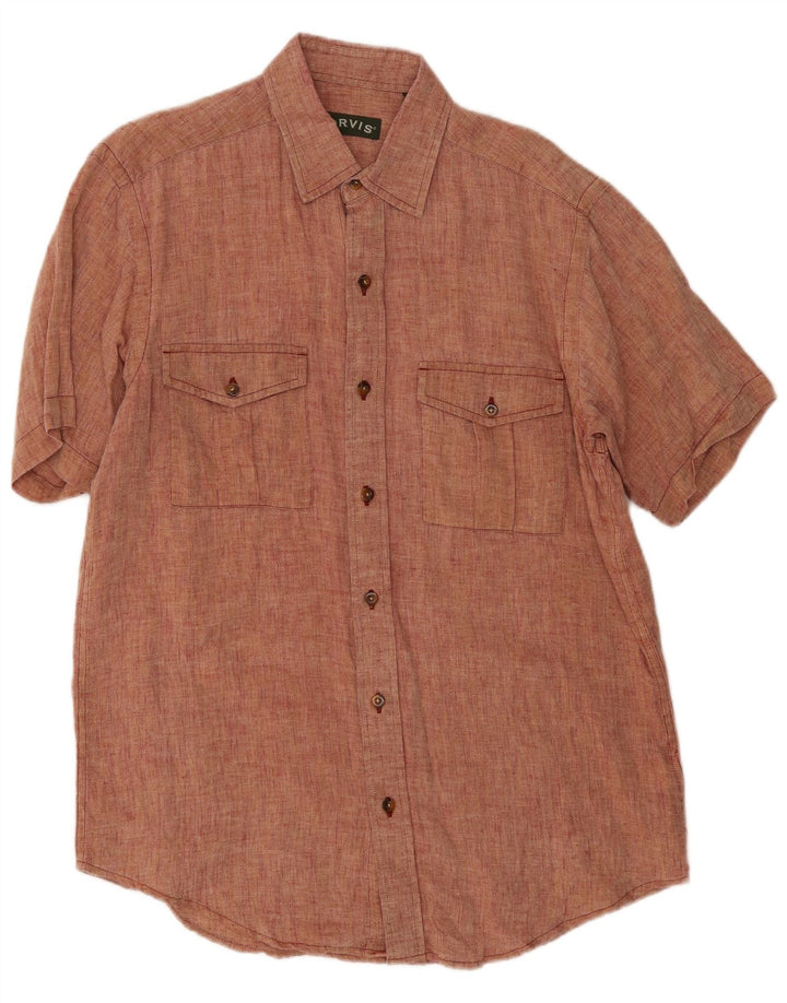 Camisa masculina de manga curta Orvis linho vermelho médio
