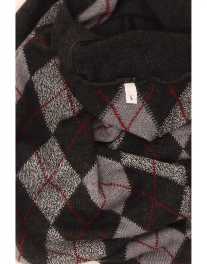 Regata masculina vintage com colete grande cinza Argyle/Diamante