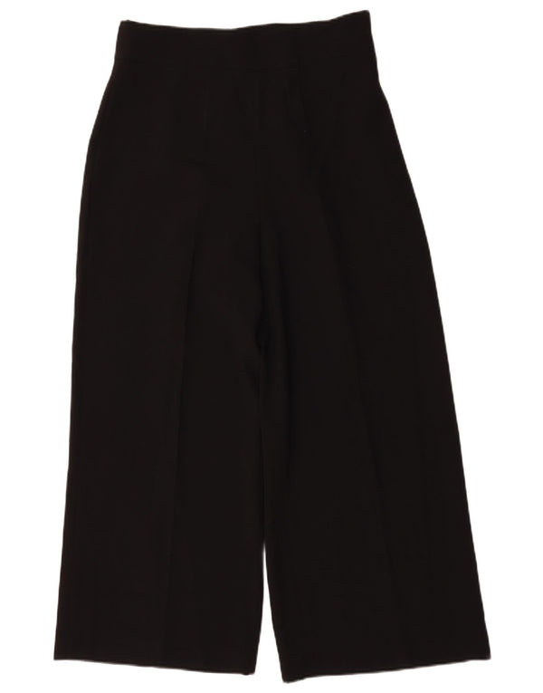 Calça feminina Zara cintura alta perna larga cortada grande W30 L26 preta