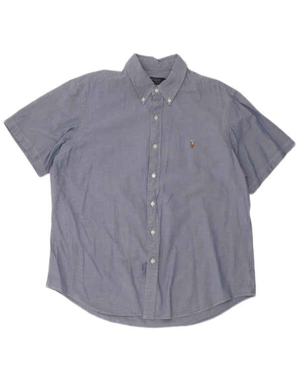 Polo Ralph Lauren Camisa masculina de manga curta XL azul algodão