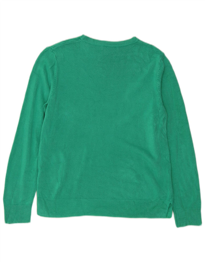 Suéter feminino Marks & Spencer com gola redonda Reino Unido 14 acrílico verde médio