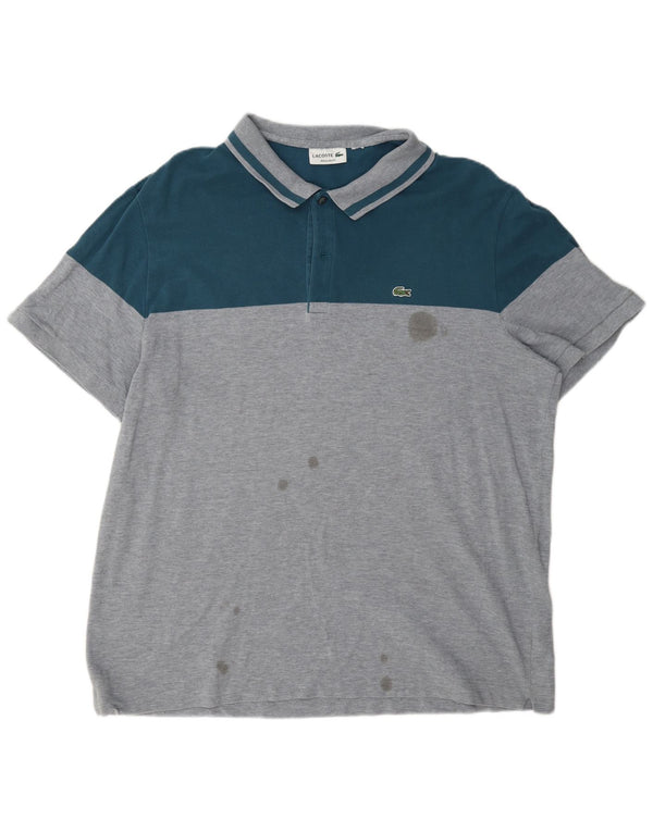Camisa polo masculina Lacoste Regular Fit 2XL cinza colorblock algodão