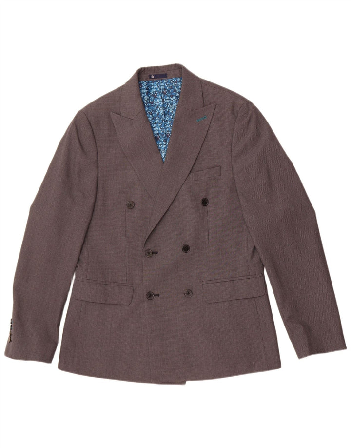 Jaqueta blazer masculina Penguin com peito duplo Reino Unido 40 grande cinza houndstooth