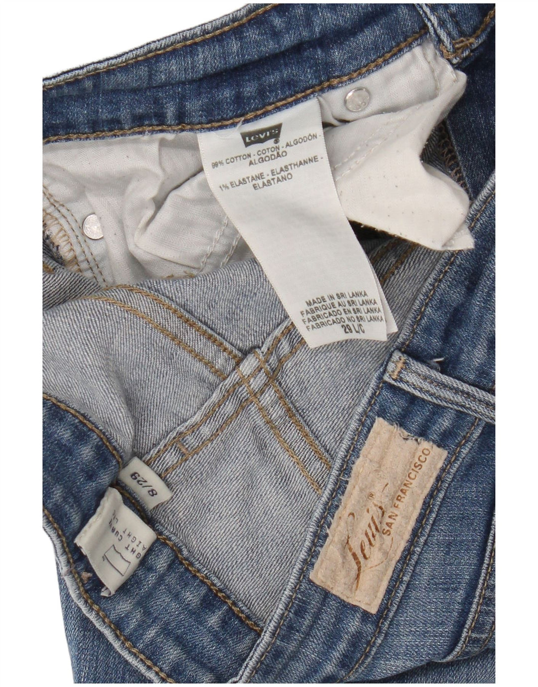 Calça jeans feminina Levi's Slight Curve Straight US 8 Médio W29 L33 Azul Algodão