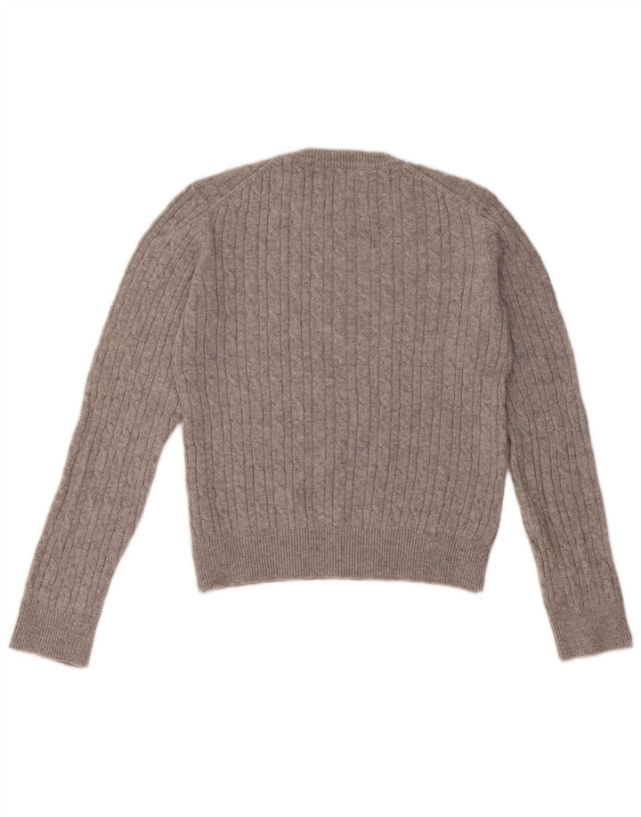 Suéter feminino JACK WILLS com gola redonda e gola redonda Reino Unido 12 lã cinza médio