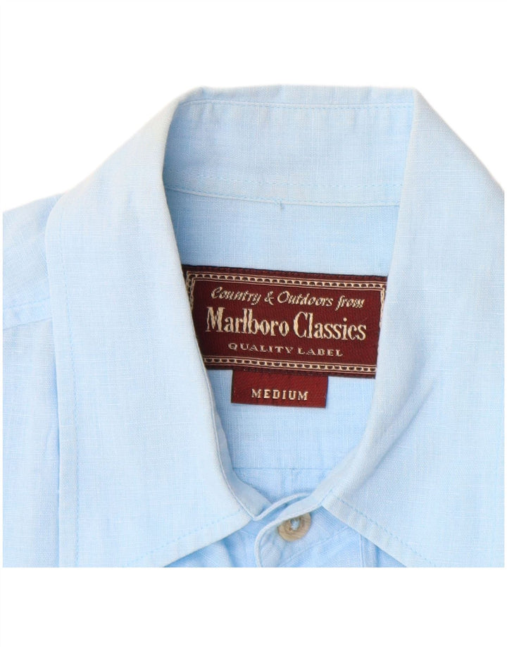 Camisa masculina de manga curta Marlboro Classics azul médio