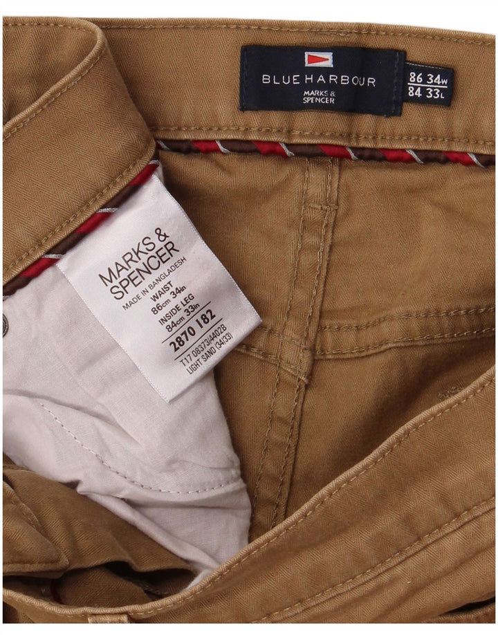 Calça casual masculina MARKS & SPENCER Blue Harbor W34 L33 marrom