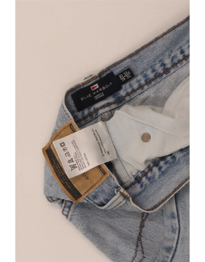 Calça jeans masculina Marks & Spencer Blue Harbor solta W32 L31 algodão