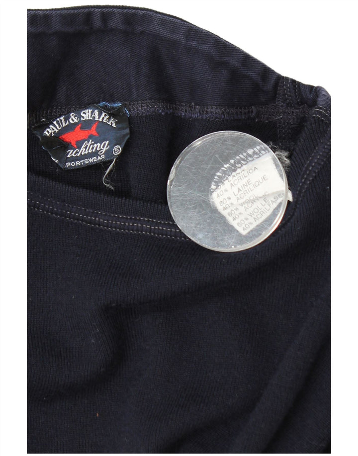 Suéter masculino Paul & Shark com gola canoa de lã azul marinho médio