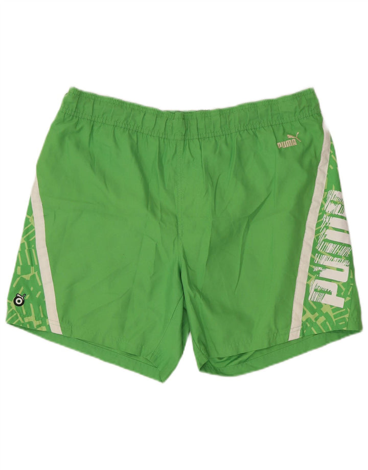 Shorts de natação masculinos PUMA Graphic grande poliéster verde