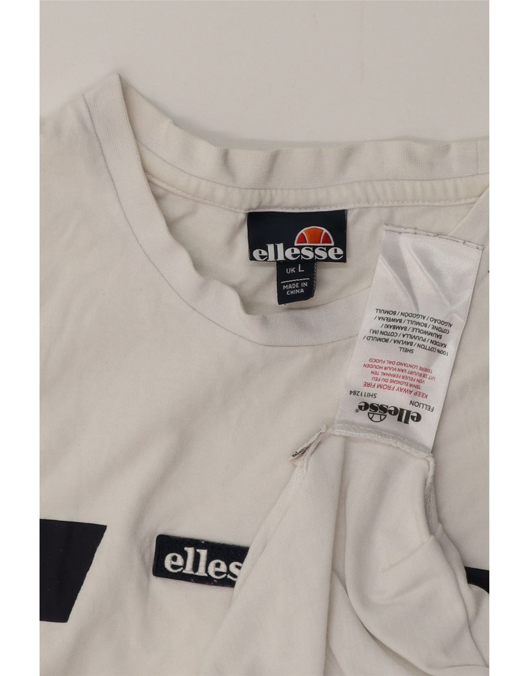 Camiseta masculina ELLESSE Top grande de algodão colorido branco