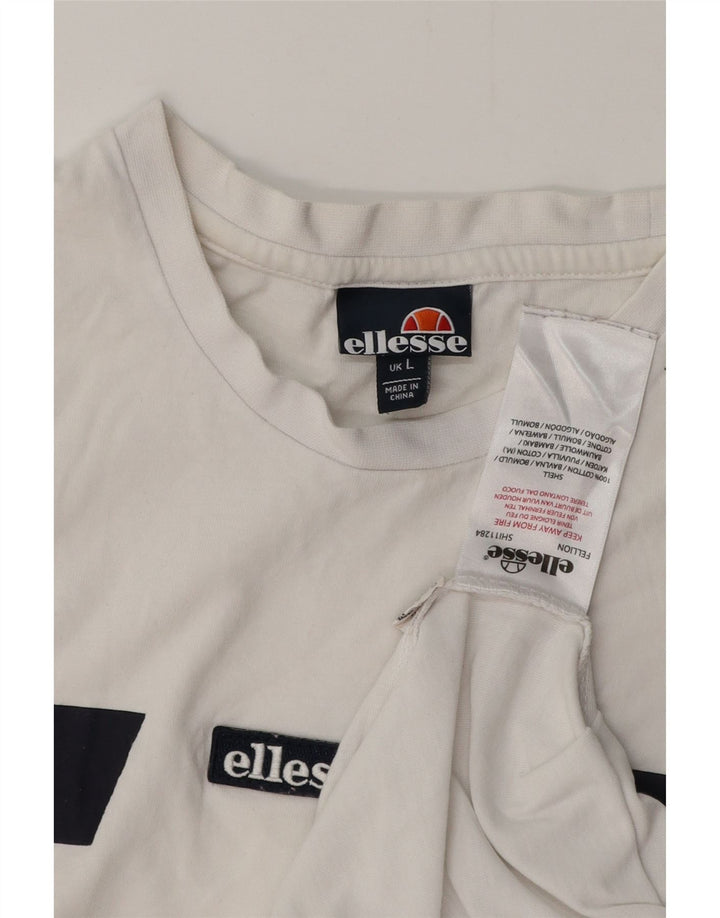 Camiseta masculina ELLESSE Top grande de algodão colorido branco